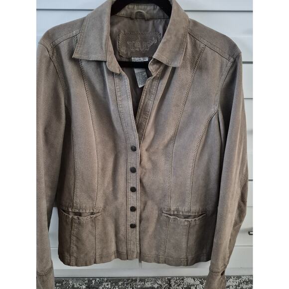 Live A Little Leather Suede Jacket Size L Tan Brown - Picture 1 of 4